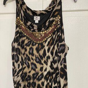 Worthington Woman Dressy Animal Print Tank size 2X Decorated Front